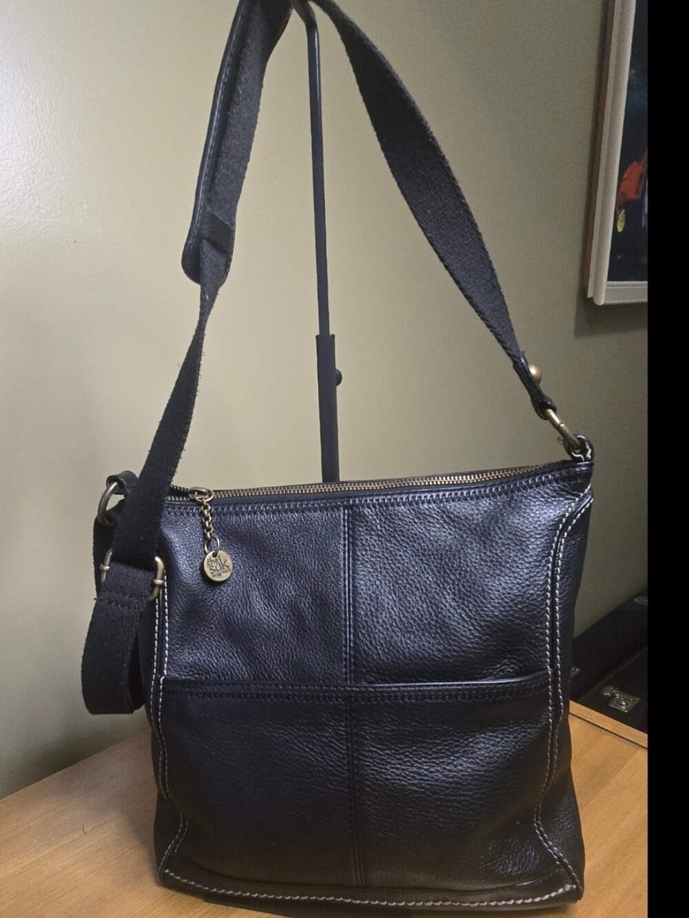 The Sak Iris Crossbody Purse Black Pebbled Leather